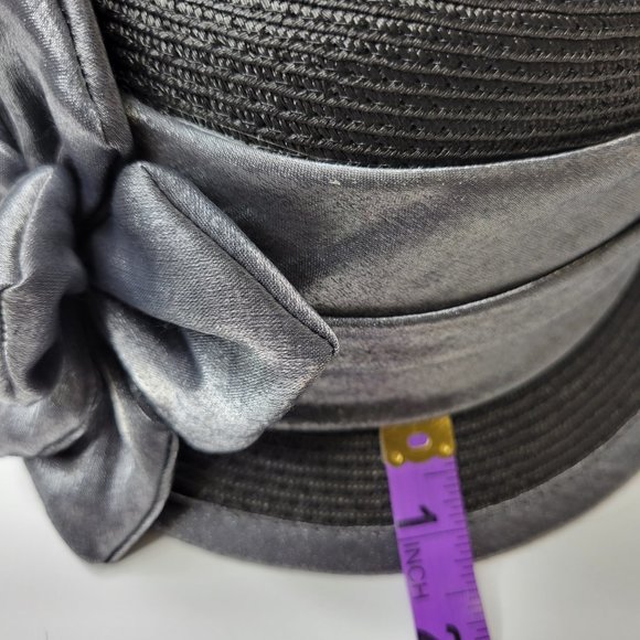 Grey Dress Hat Church Hat with Satin Flower Rosette One Size - Picture 14 of 15